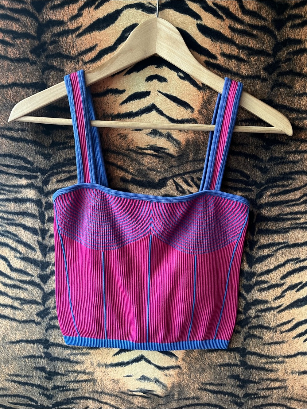 Zara Pink & Blue Ribbed Tank xs / s